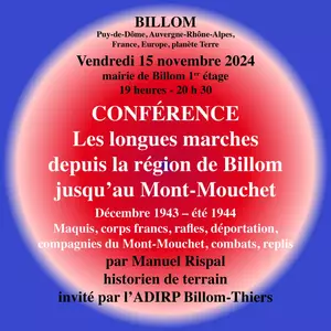 Annonce conférence à Billom 15 novembre 2024